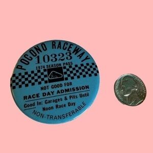 1974 POCONO INTERNATIONAL RACEWAY SEASON  PASS.  50 YEAR OLD PIN
